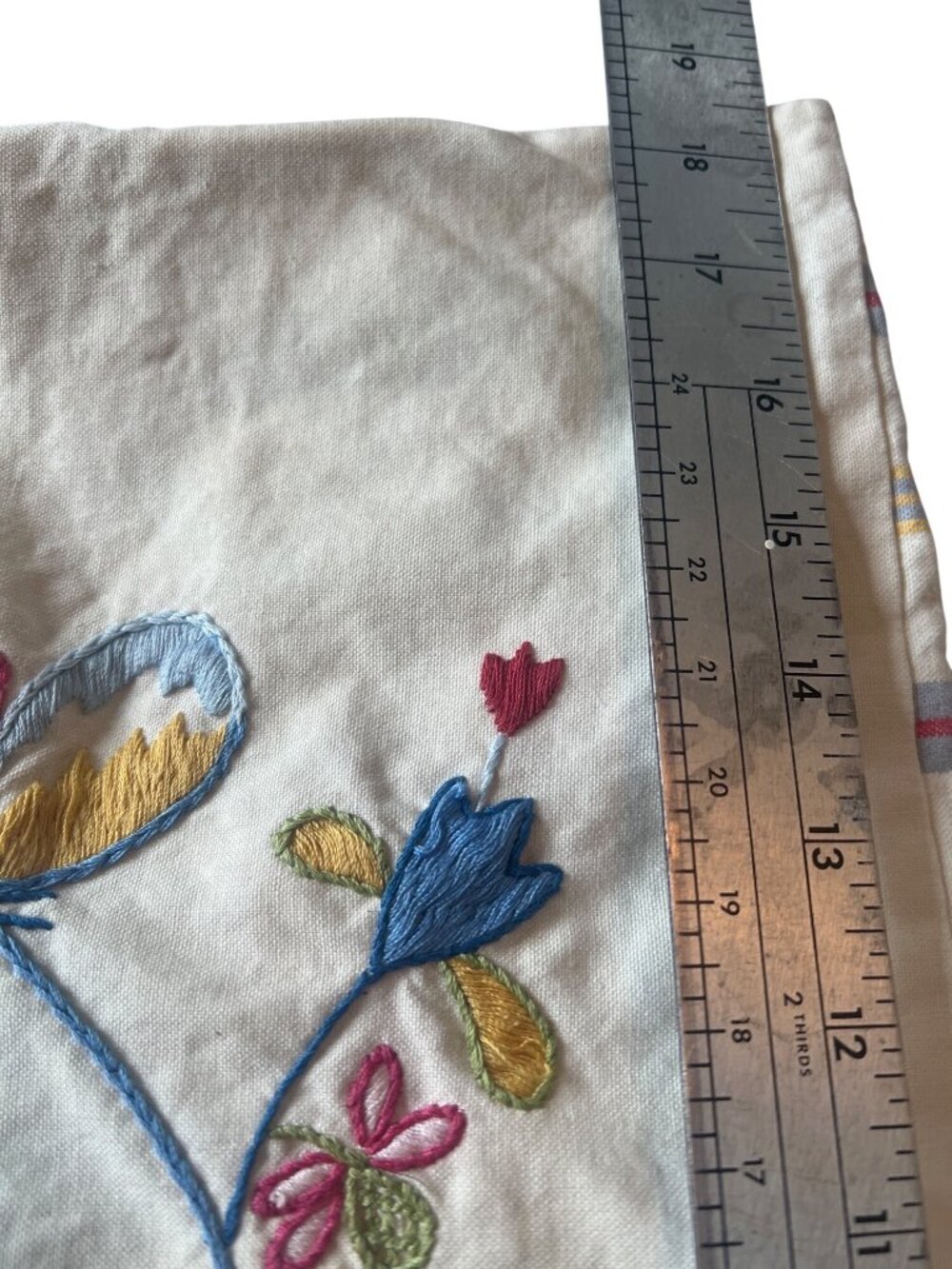 Ikea Embroidered Pillowcase With Floral & Bird Design On Cream Cotton Fabric - Picture 8 of 8